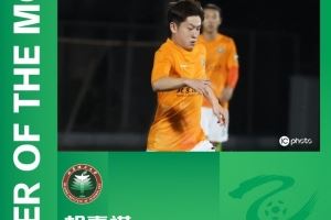 两场两球！官方：北京理工中场胡嘉祺当选中乙8月最佳球员
