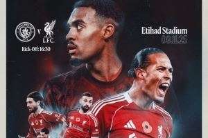利物浦发布对阵曼城海报:范戴克、萨拉赫、索博、赫拉芬贝赫出镜